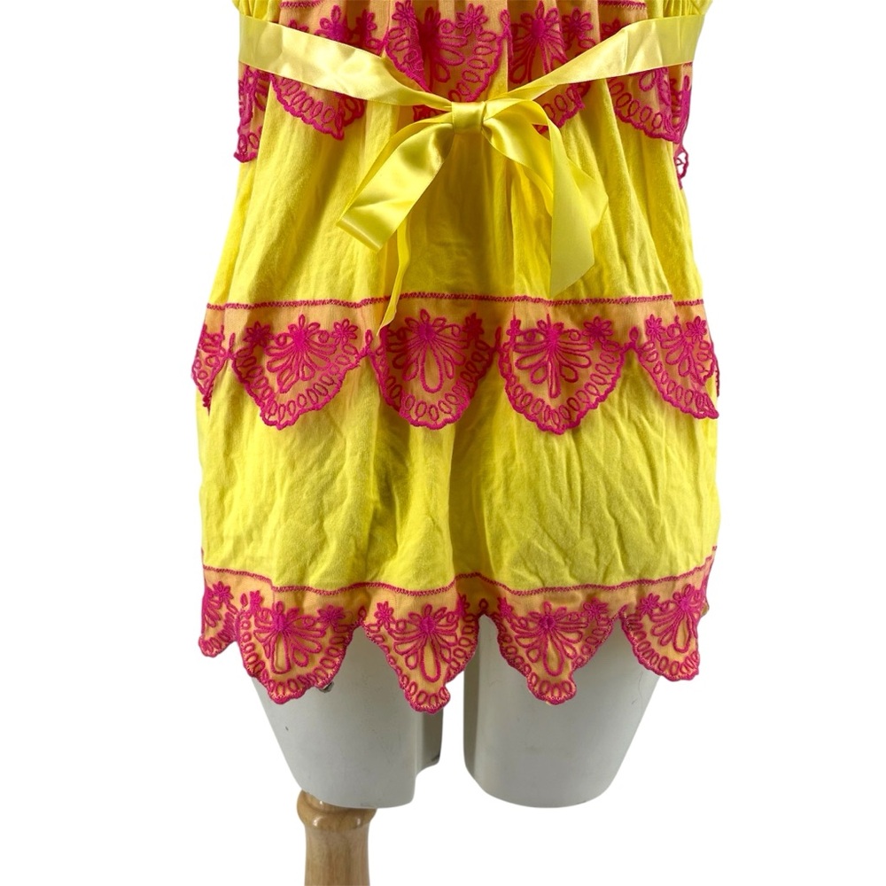 NEW SAMPLE Victoria’s Secret Eyelet Lace Tiered Yellow Sunshine Babydoll Small - Picture 8 of 10